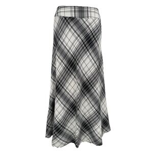 Plaid Maxi Skirt Size 10 Academia Preppy Grunge Black White Holiday Winter Soft